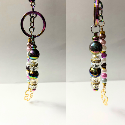 Autism Beaded Keychain -Purple Multi-Color