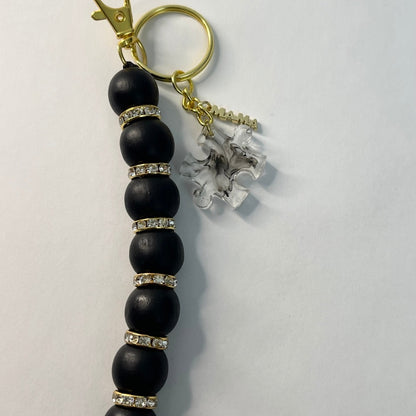 Autism Beaded Keychain -Black and Gold